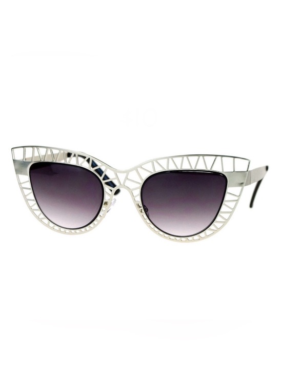 Accessories - White Geometric Cat Eye Sunglasses - Women Accessories